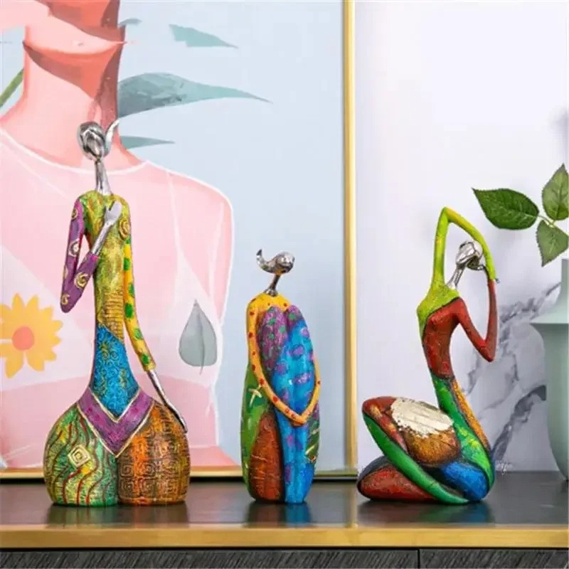 Interior Design Apartment - Peinture femme résine Statue Figurines pour