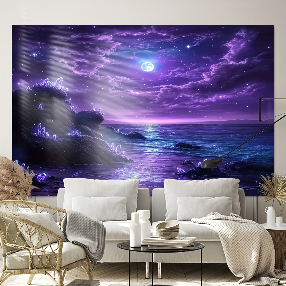 Interior Design Hd - Violet lune océan nuit murale 2D
