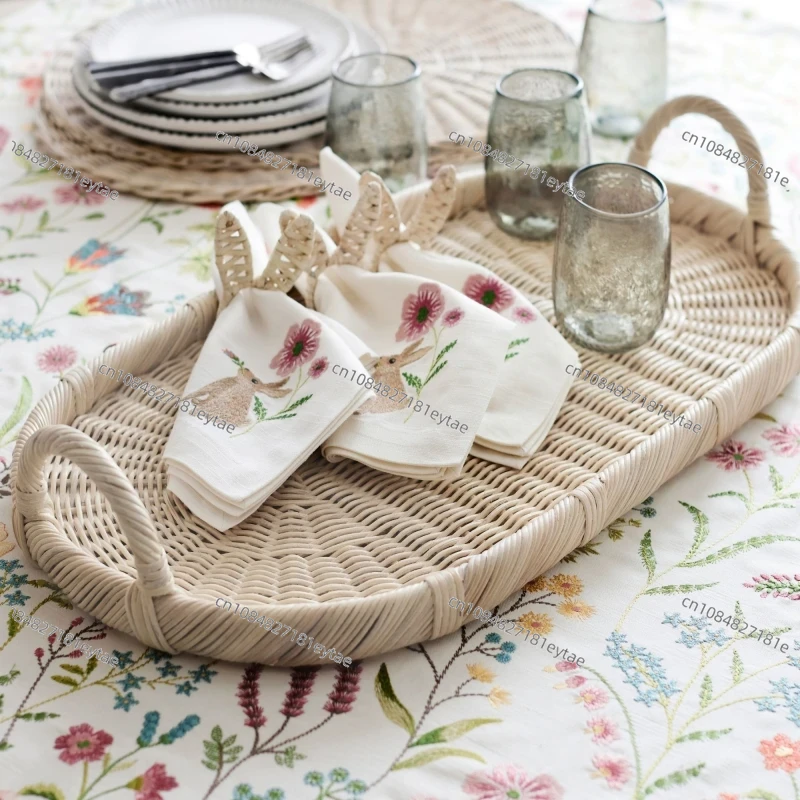Rattan Tray Handle - Plateau décoratif en rotin, plateau en