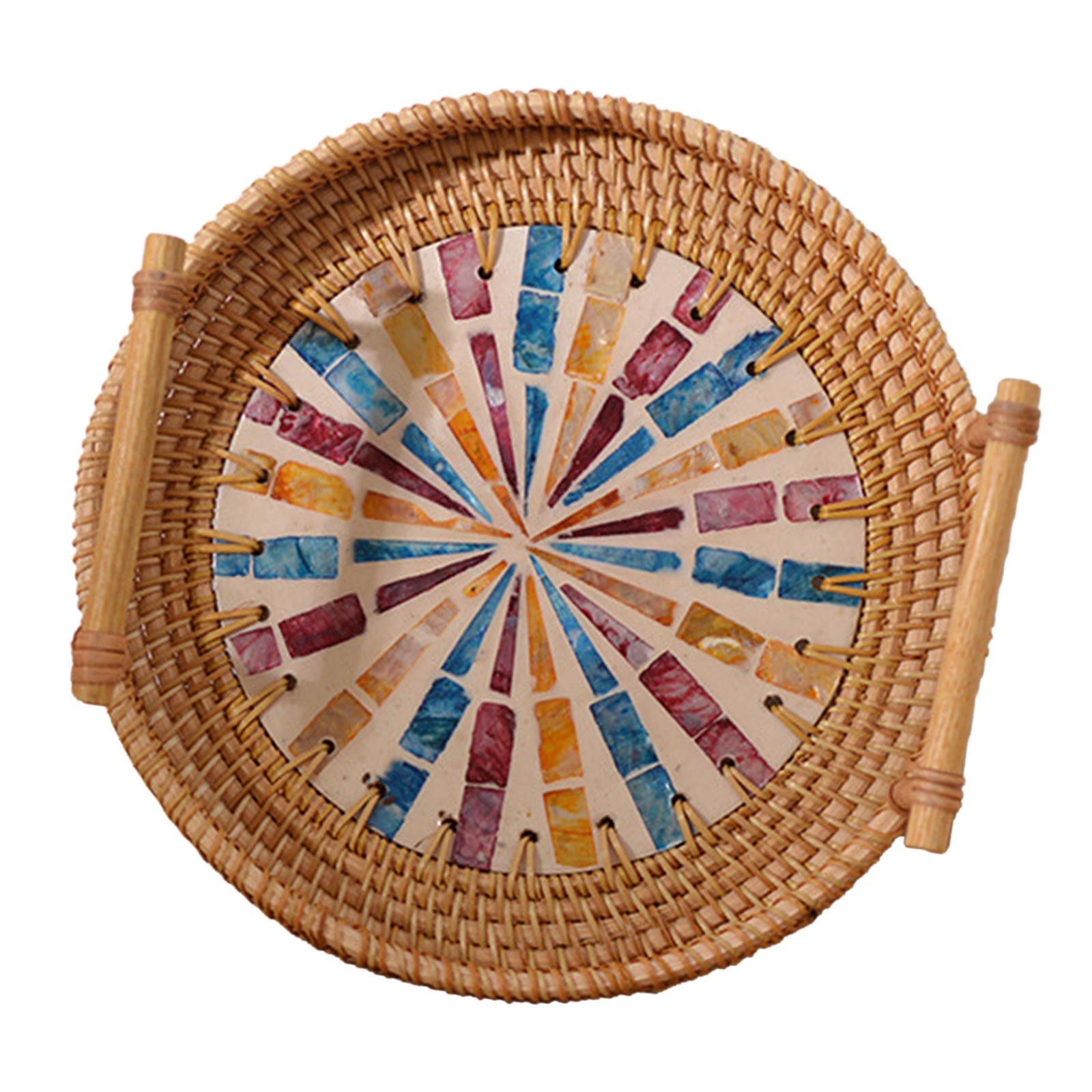 Plateau rond multifonctionnel  - Rattan Tray Handle avis et prix