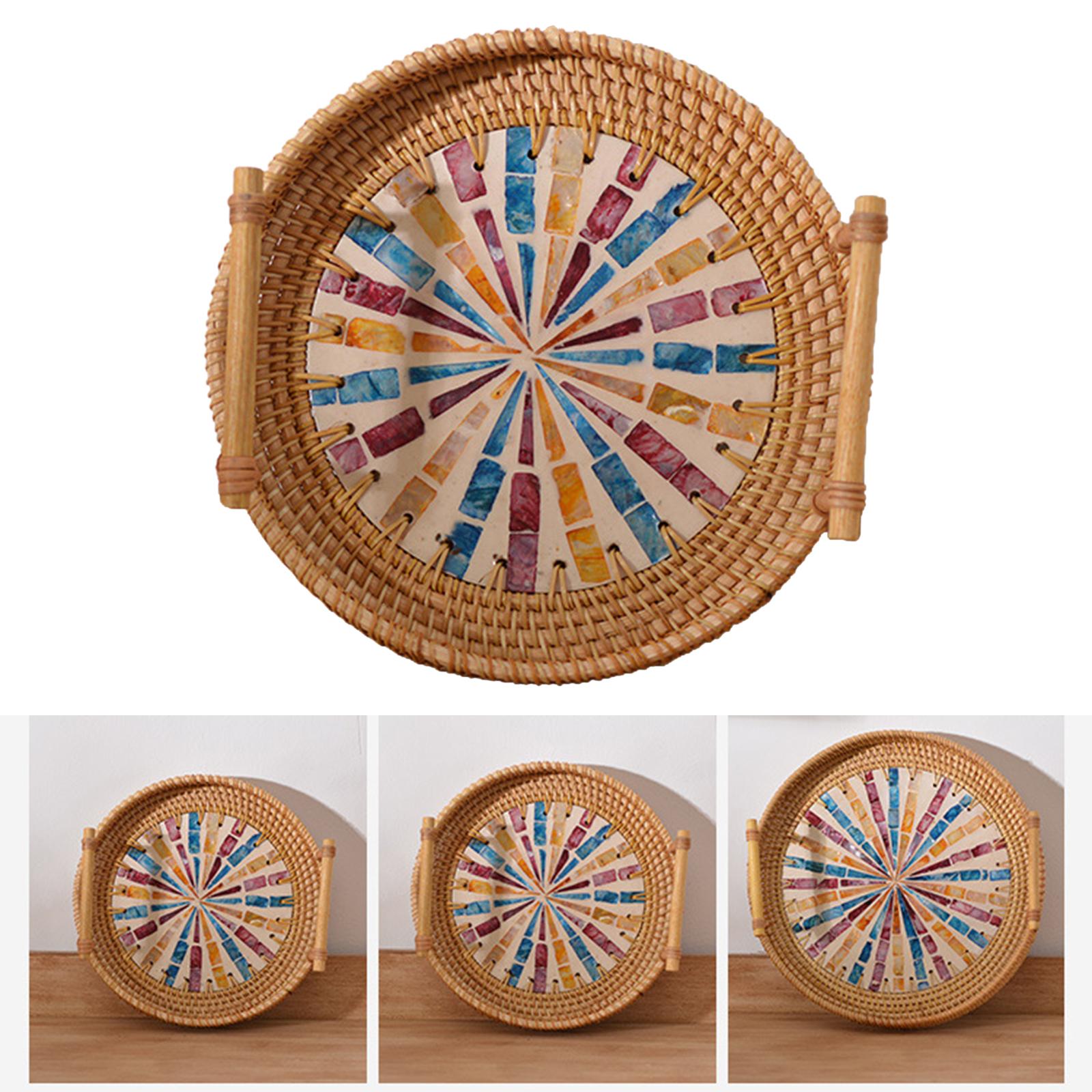 Plateau rond multifonctionnel  - Rattan Tray Handle avis et prix