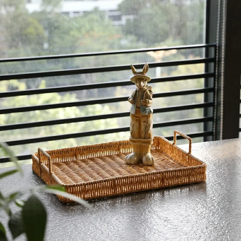 Plateau de rangement en plasti - Rattan Tray Handle avis et prix