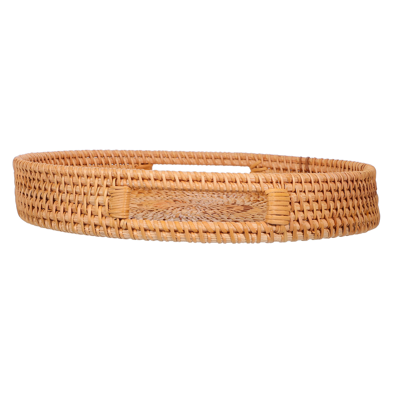 Grand plateau de service rond  - Rattan Tray Handle avis et prix