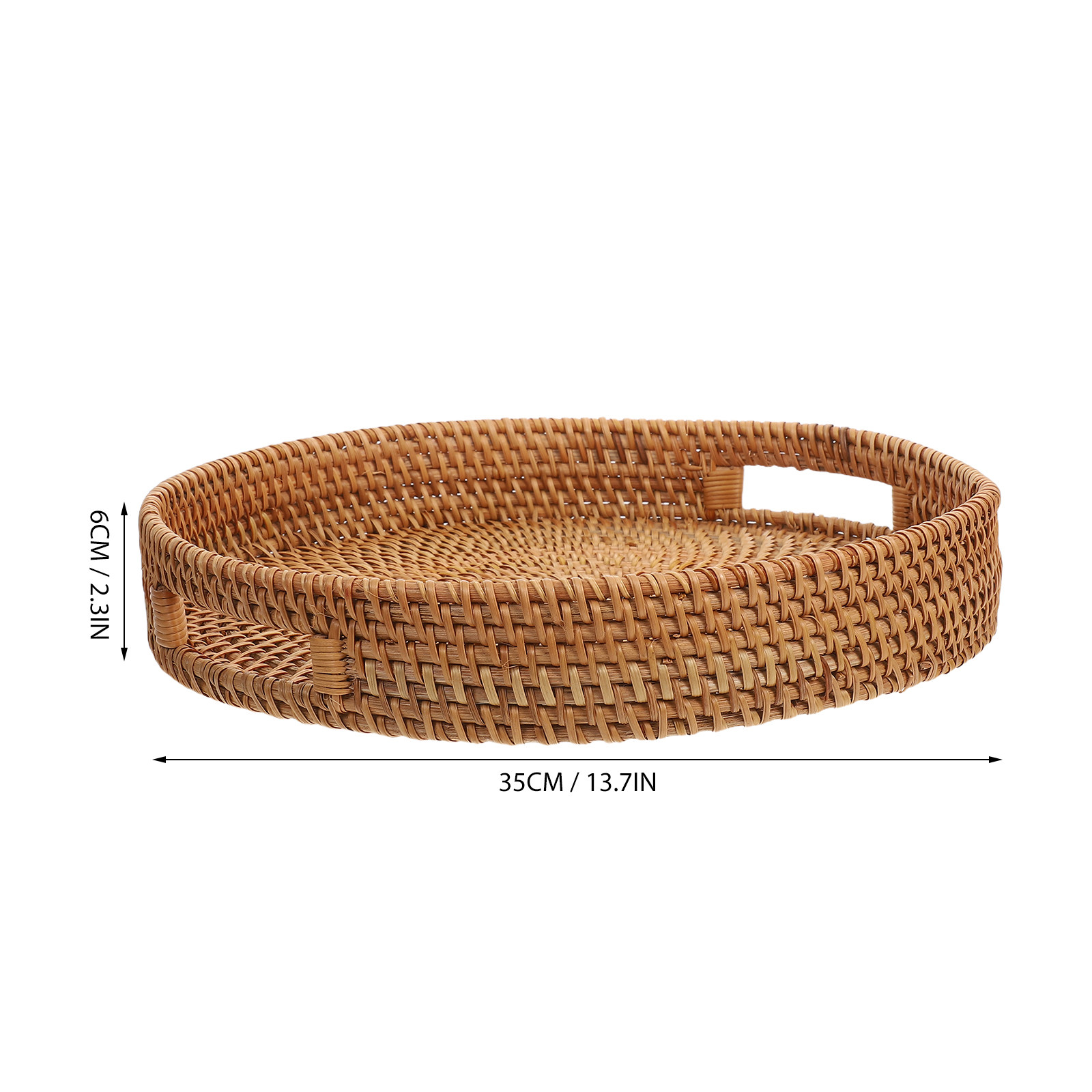 Grand plateau de service rond  - Rattan Tray Handle avis et prix