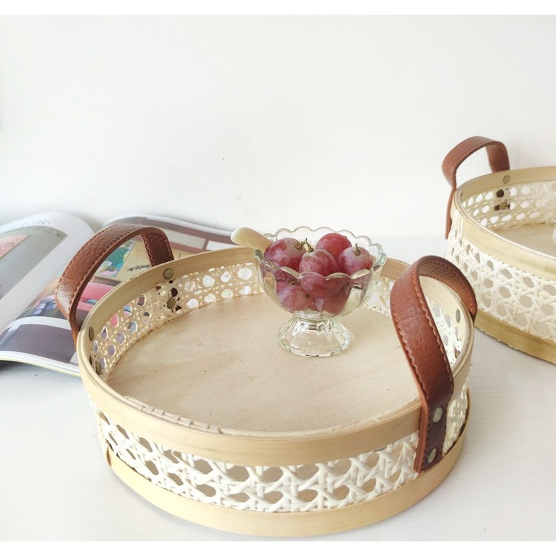 Plateau en rotin rétro nordiqu - Rattan Tray Handle avis et prix
