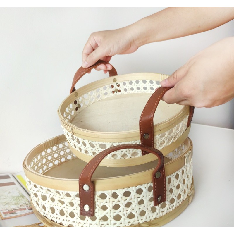 Plateau en rotin rétro nordiqu - Rattan Tray Handle avis et prix