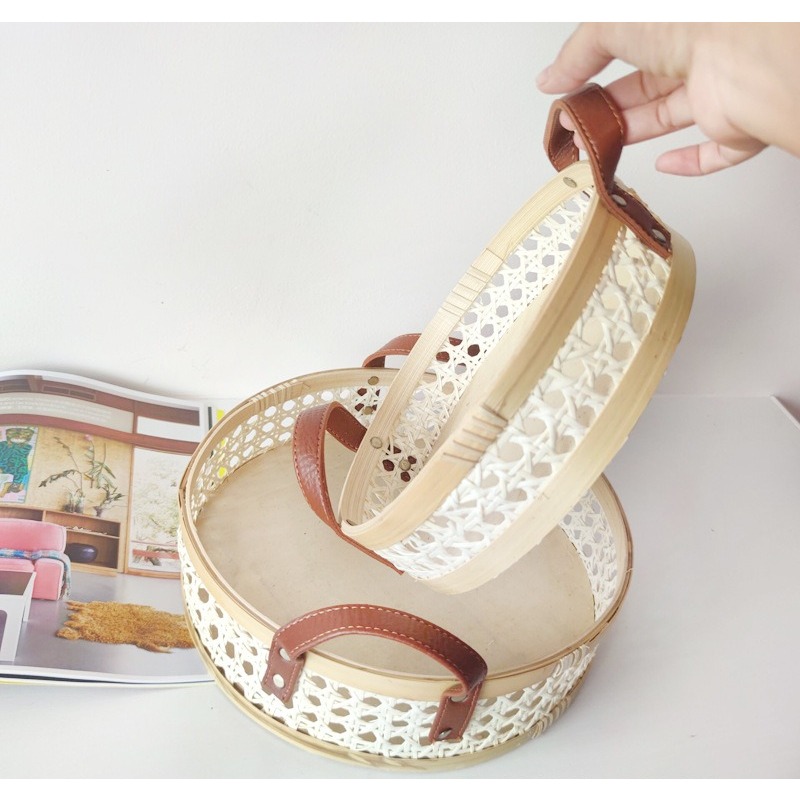Plateau en rotin rétro nordiqu - Rattan Tray Handle avis et prix