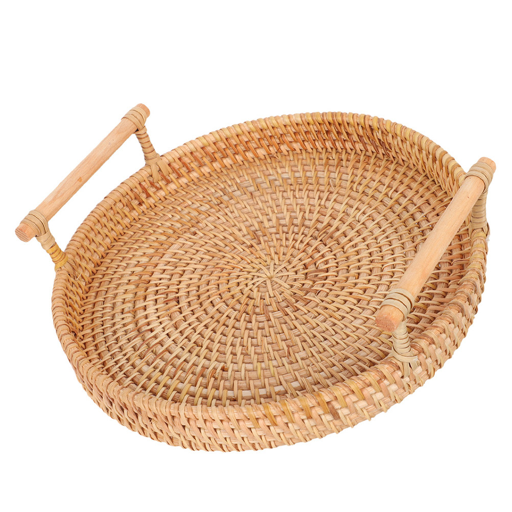 Plateau rond en rotin fait mai - Rattan Tray Handle avis et prix