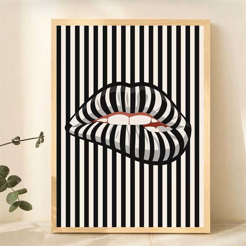 Affiche murale en toile rayée  - Interior Design Apartment avis et prix
