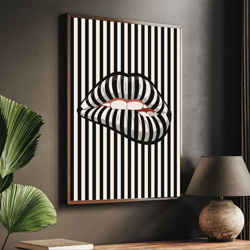 Affiche murale en toile rayée  - Interior Design Apartment avis et prix